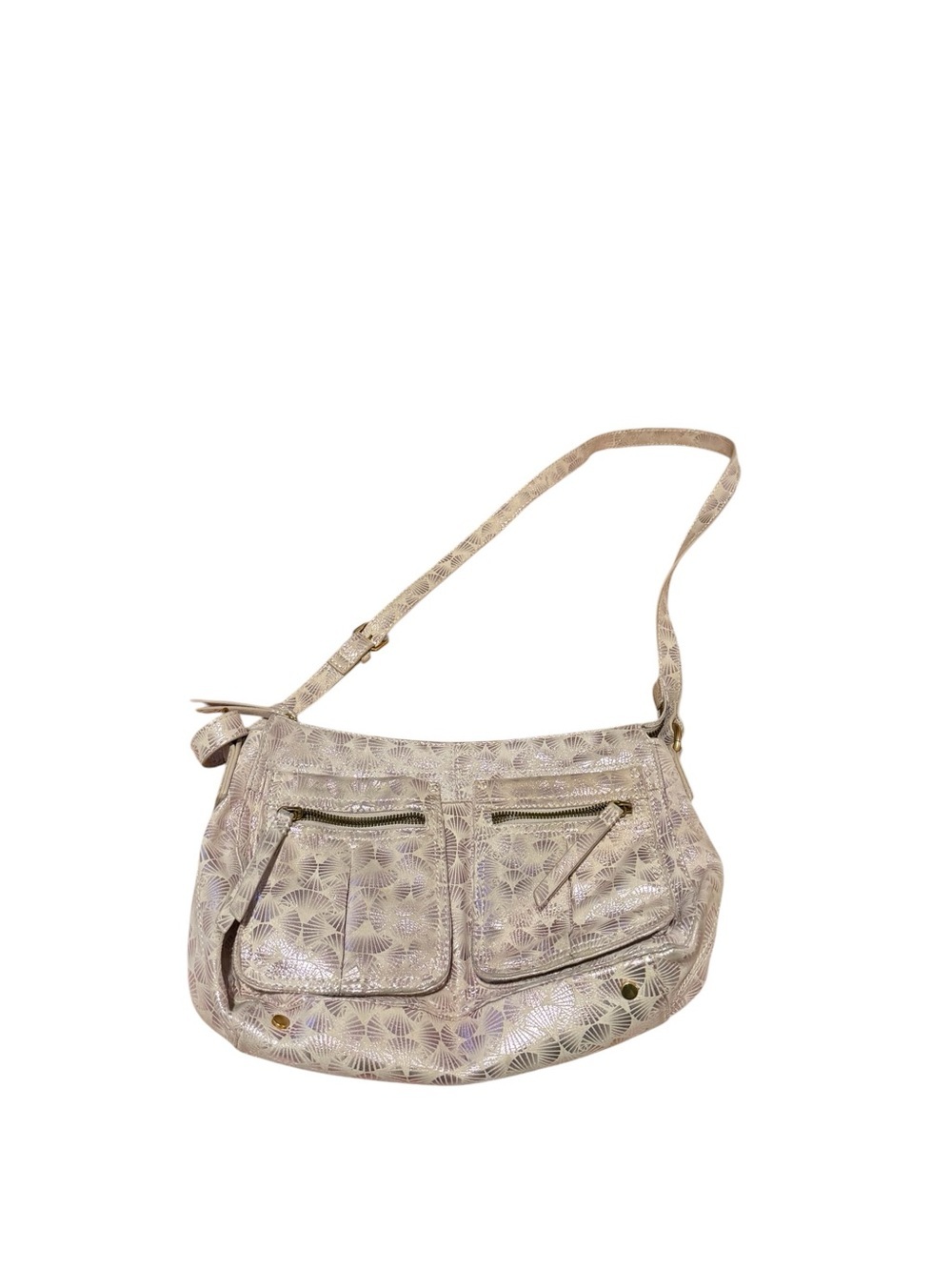 American leather co. Floral-Pattern Neutral Shoulder Bag with Dual Front Pockets